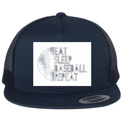 Eat Sleep Baseball Repeat Funny Retro Baseball Player Flatbill Hat