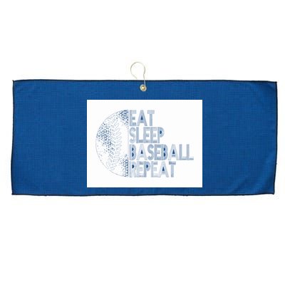 Eat Sleep Baseball Repeat Funny Retro Baseball Player Large Microfiber Waffle Golf Towel
