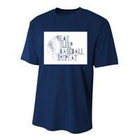 Eat Sleep Baseball Repeat Funny Retro Baseball Player Performance Sprint T-Shirt