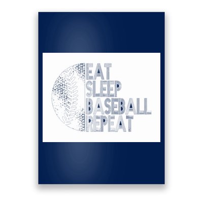 Eat Sleep Baseball Repeat Funny Retro Baseball Player Poster