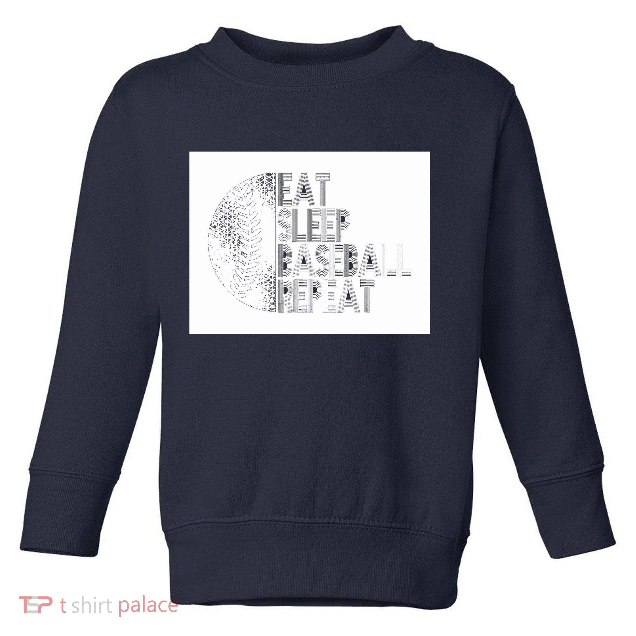 Eat Sleep Baseball Repeat Funny Retro Baseball Player Toddler Sweatshirt