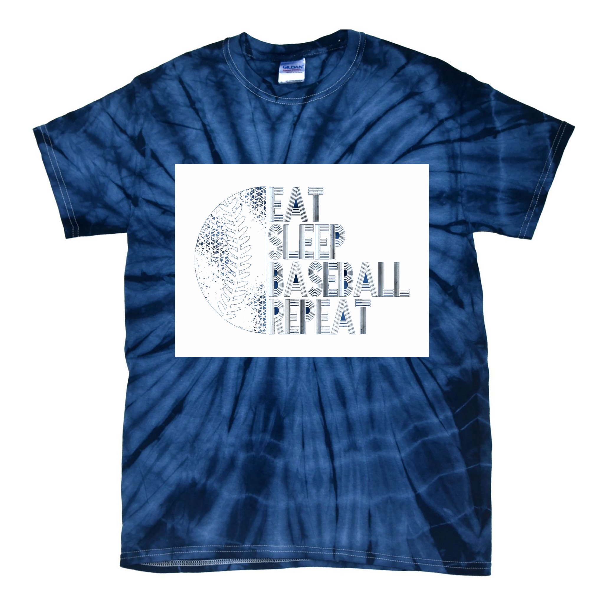 Eat Sleep Baseball Repeat Funny Retro Baseball Player Tie-Dye T-Shirt