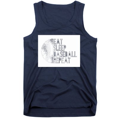 Eat Sleep Baseball Repeat Funny Retro Baseball Player Tank Top