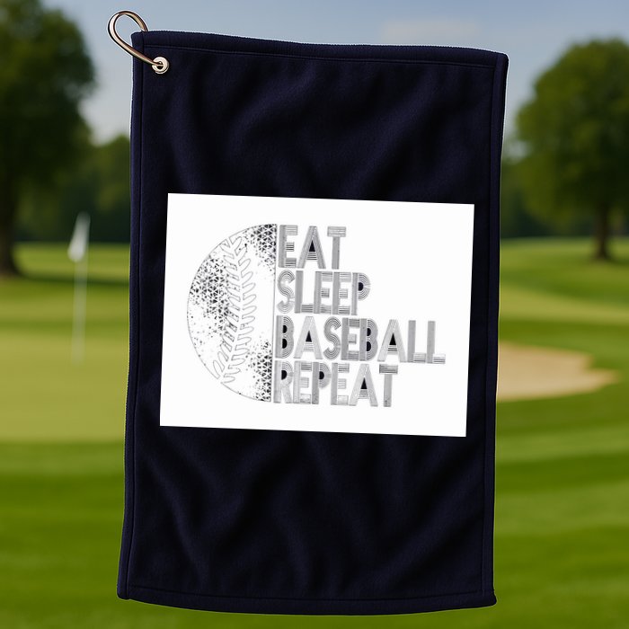 Eat Sleep Baseball Repeat Funny Retro Baseball Player Golf Towel