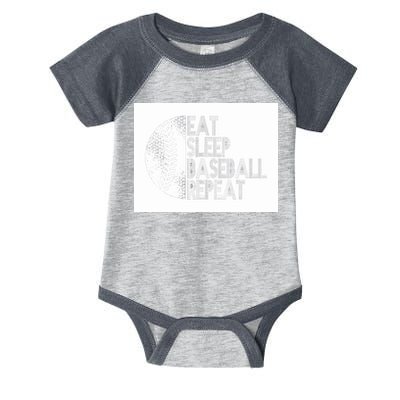 Eat Sleep Baseball Repeat Funny Retro Baseball Player Infant Baby Jersey Bodysuit