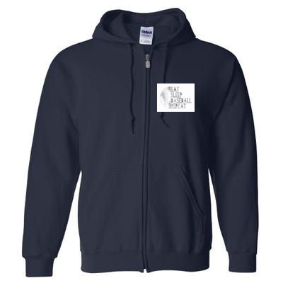 Eat Sleep Baseball Repeat Funny Retro Baseball Player Full Zip Hoodie