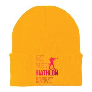 Eat Sleep Biathlon Skiing Shooting Ski Gift Knit Cap Winter Beanie