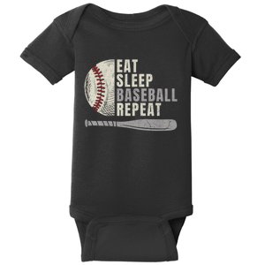 Eat Sleep Baseball Repeat Funny Baseball Player Baby Bodysuit