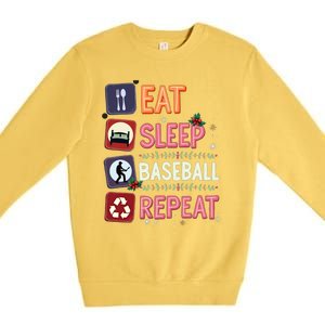 Eat Sleep Baseball Repeat Christmas Baseball Player Batter Gift Premium Crewneck Sweatshirt