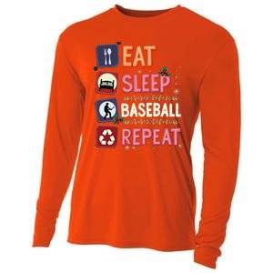 Eat Sleep Baseball Repeat Christmas Baseball Player Batter Gift Cooling Performance Long Sleeve Crew