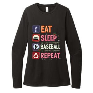 Eat Sleep Baseball Repeat Christmas Baseball Player Batter Gift Womens CVC Long Sleeve Shirt