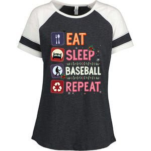 Eat Sleep Baseball Repeat Christmas Baseball Player Batter Gift Enza Ladies Jersey Colorblock Tee