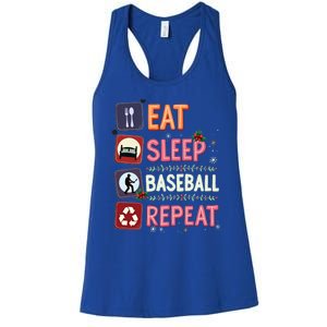 Eat Sleep Baseball Repeat Christmas Baseball Player Batter Gift Women's Racerback Tank