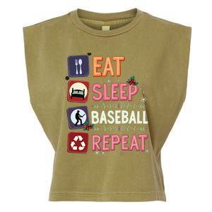 Eat Sleep Baseball Repeat Christmas Baseball Player Batter Gift Garment-Dyed Women's Muscle Tee