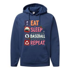 Eat Sleep Baseball Repeat Christmas Baseball Player Batter Gift Performance Fleece Hoodie