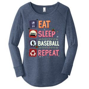 Eat Sleep Baseball Repeat Christmas Baseball Player Batter Gift Women's Perfect Tri Tunic Long Sleeve Shirt