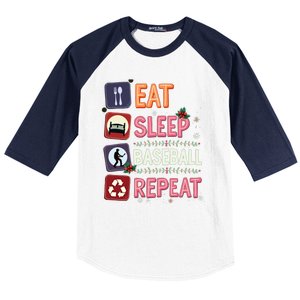 Eat Sleep Baseball Repeat Christmas Baseball Player Batter Gift Baseball Sleeve Shirt