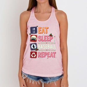 Eat Sleep Baseball Repeat Christmas Baseball Player Batter Gift Women's Knotted Racerback Tank