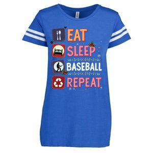 Eat Sleep Baseball Repeat Christmas Baseball Player Batter Gift Enza Ladies Jersey Football T-Shirt