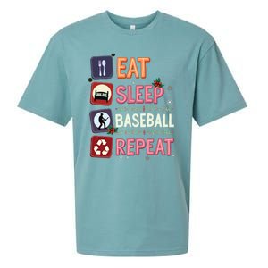 Eat Sleep Baseball Repeat Christmas Baseball Player Batter Gift Sueded Cloud Jersey T-Shirt