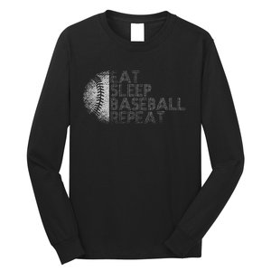 Eat Sleep Baseball Repeat Baseball Player Funny Baseball Long Sleeve Shirt