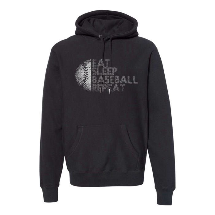 Eat Sleep Baseball Repeat Baseball Player Funny Baseball Premium Hoodie