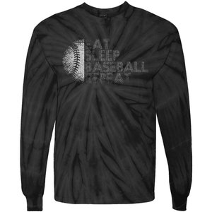 Eat Sleep Baseball Repeat Baseball Player Funny Baseball Tie-Dye Long Sleeve Shirt