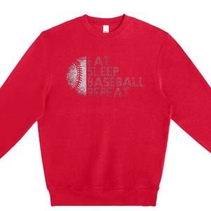 Eat Sleep Baseball Repeat Baseball Player Funny Baseball Premium Crewneck Sweatshirt