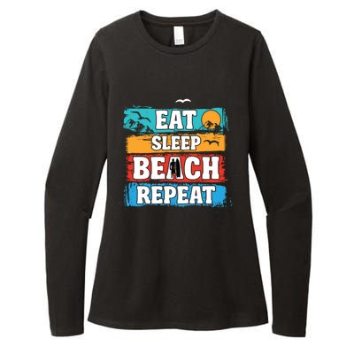 Eat Sleep Beach Repeat Summer Surfing Beach Lover Gift Womens CVC Long Sleeve Shirt