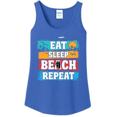 Eat Sleep Beach Repeat Summer Surfing Beach Lover Gift Ladies Essential Tank