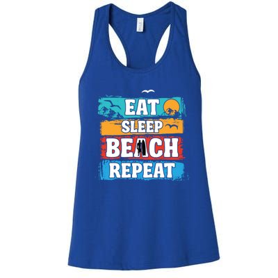 Eat Sleep Beach Repeat Summer Surfing Beach Lover Gift Women's Racerback Tank