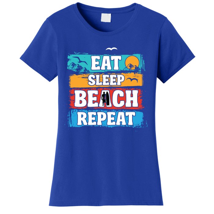 Eat Sleep Beach Repeat Summer Surfing Beach Lover Gift Women's T-Shirt