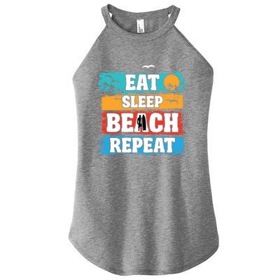 Eat Sleep Beach Repeat Summer Surfing Beach Lover Gift Women’s Perfect Tri Rocker Tank