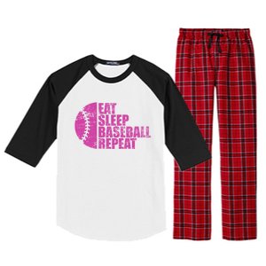 Eat Sleep Baseball Repeat Funny Bat And Ball Softball Lovers Gift Raglan Sleeve Pajama Set