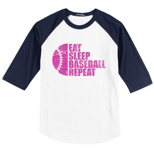 Eat Sleep Baseball Repeat Funny Bat And Ball Softball Lovers Gift Baseball Sleeve Shirt