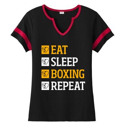 Eat Sleep Boxing Repeat Boxing Ladies Halftime Notch Neck Tee