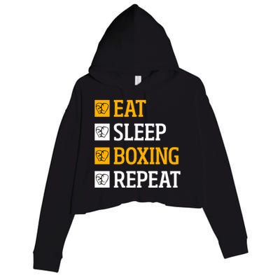 Eat Sleep Boxing Repeat Boxing Crop Fleece Hoodie