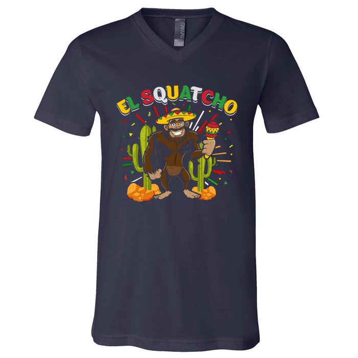 El Squatcho Bigfoot Saquatch V-Neck T-Shirt