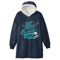 Eat Sleep Baseball Repeat - Baseball Player Gift Hooded Wearable Blanket