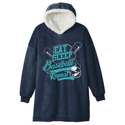 Eat Sleep Baseball Repeat - Baseball Player Gift Hooded Wearable Blanket