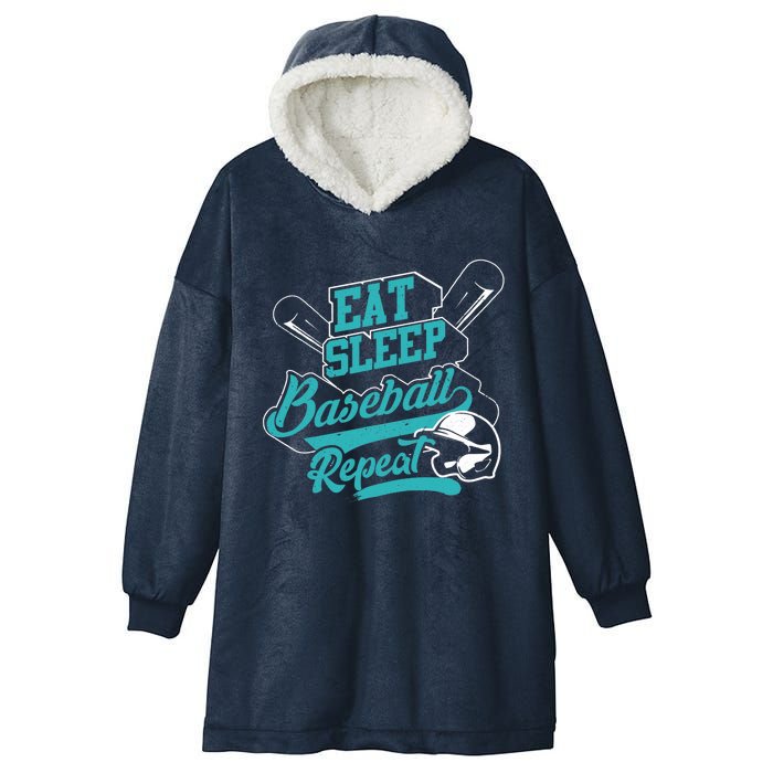 Eat Sleep Baseball Repeat - Baseball Player Gift Hooded Wearable Blanket