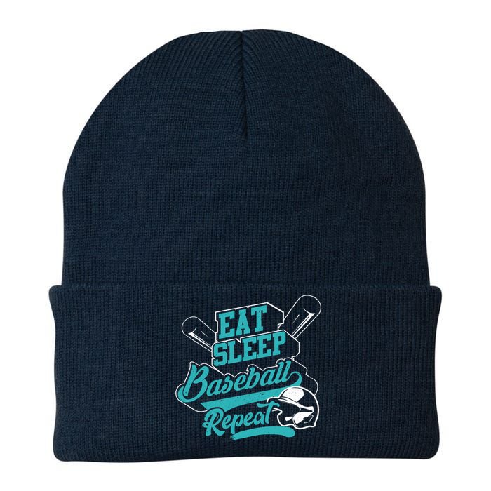 Eat Sleep Baseball Repeat - Baseball Player Gift Knit Cap Winter Beanie