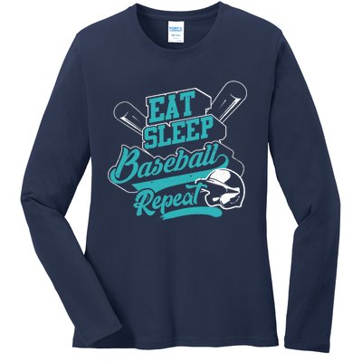 Eat Sleep Baseball Repeat - Baseball Player Gift Ladies Long Sleeve Shirt