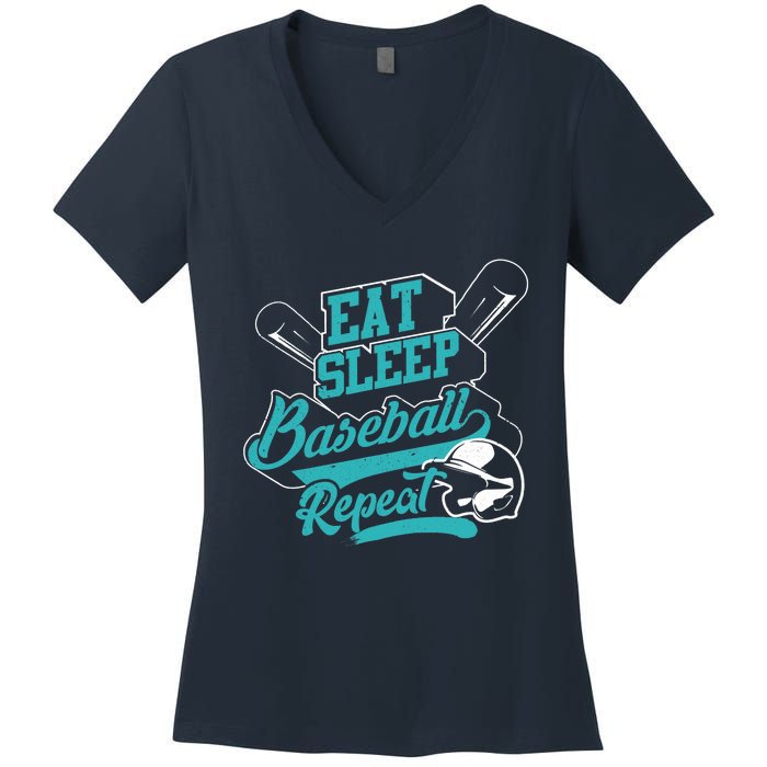 Eat Sleep Baseball Repeat - Baseball Player Gift Women's V-Neck T-Shirt