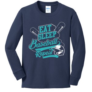 Eat Sleep Baseball Repeat - Baseball Player Gift Kids Long Sleeve Shirt