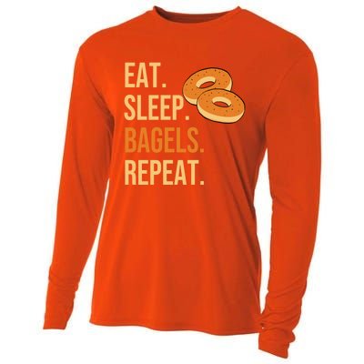 Eat Sleep Bagels Repeat Bagel Lovers Funny Baking Bakery Gift Cooling Performance Long Sleeve Crew