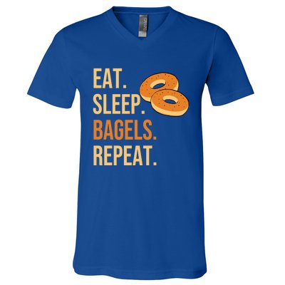 Eat Sleep Bagels Repeat Bagel Lovers Funny Baking Bakery Gift V-Neck T-Shirt