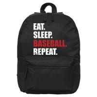 Eat Sleep Baseball Repeat Hoodie 16 in Basic Backpack
