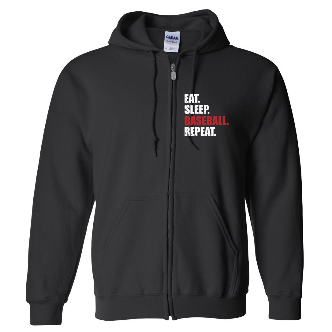 Eat Sleep Baseball Repeat Hoodie Full Zip Hoodie