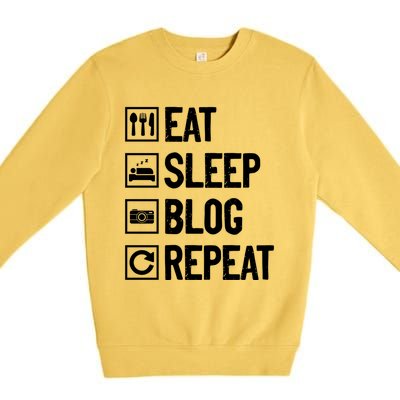 Eat Sleep Blog Repeat Vlogging Blogging Traveler Blogger Gift Premium Crewneck Sweatshirt